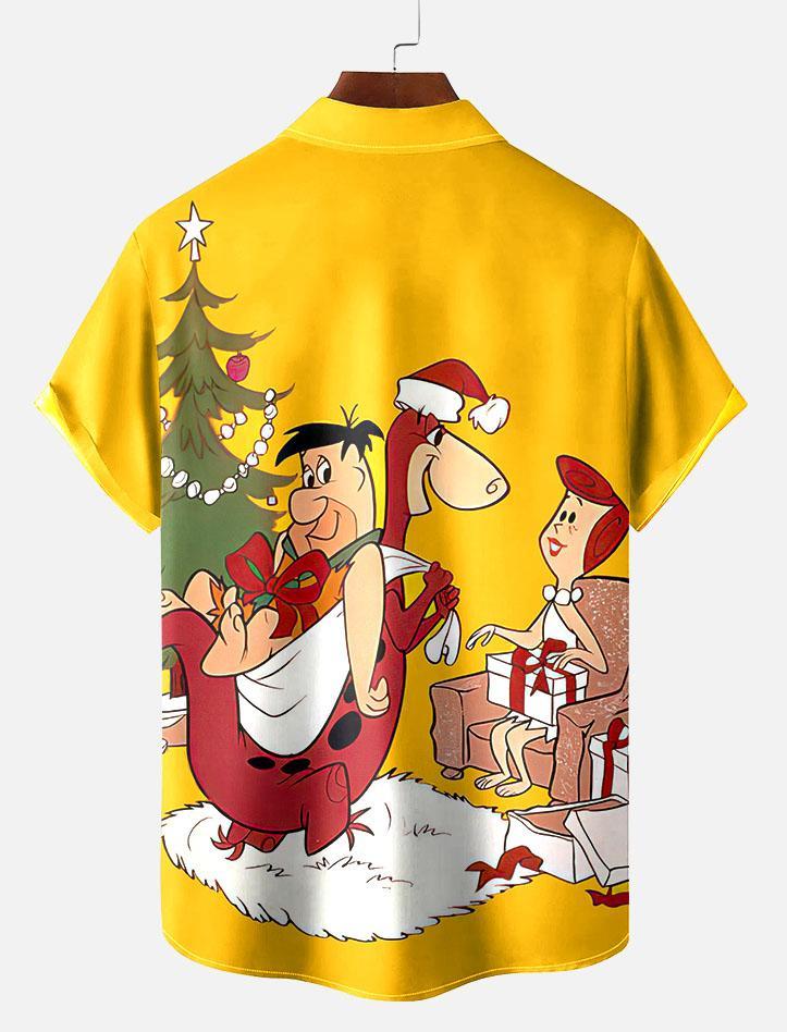 Men's Christmas Cartoon Graphic Short Sleeve Shirt