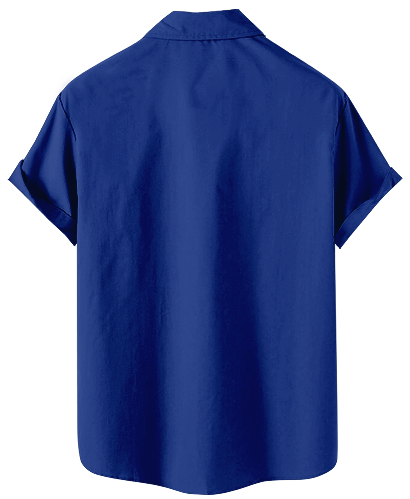 Men's Short Sleeve Button Down Shirt, Color Block Design, Blue and White