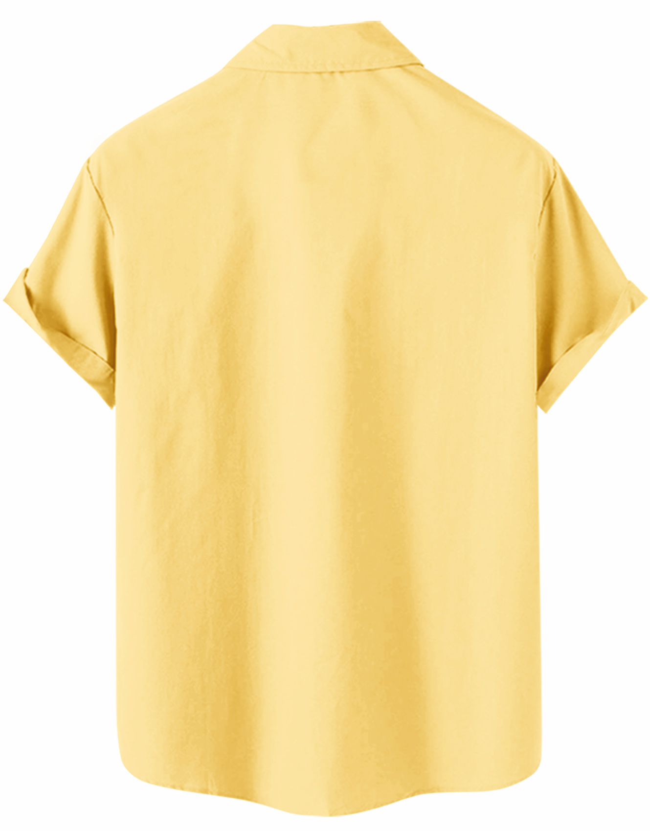 Men's Short Sleeve Button Down Shirt, Pineapple and Stripe Print, Yellow and White