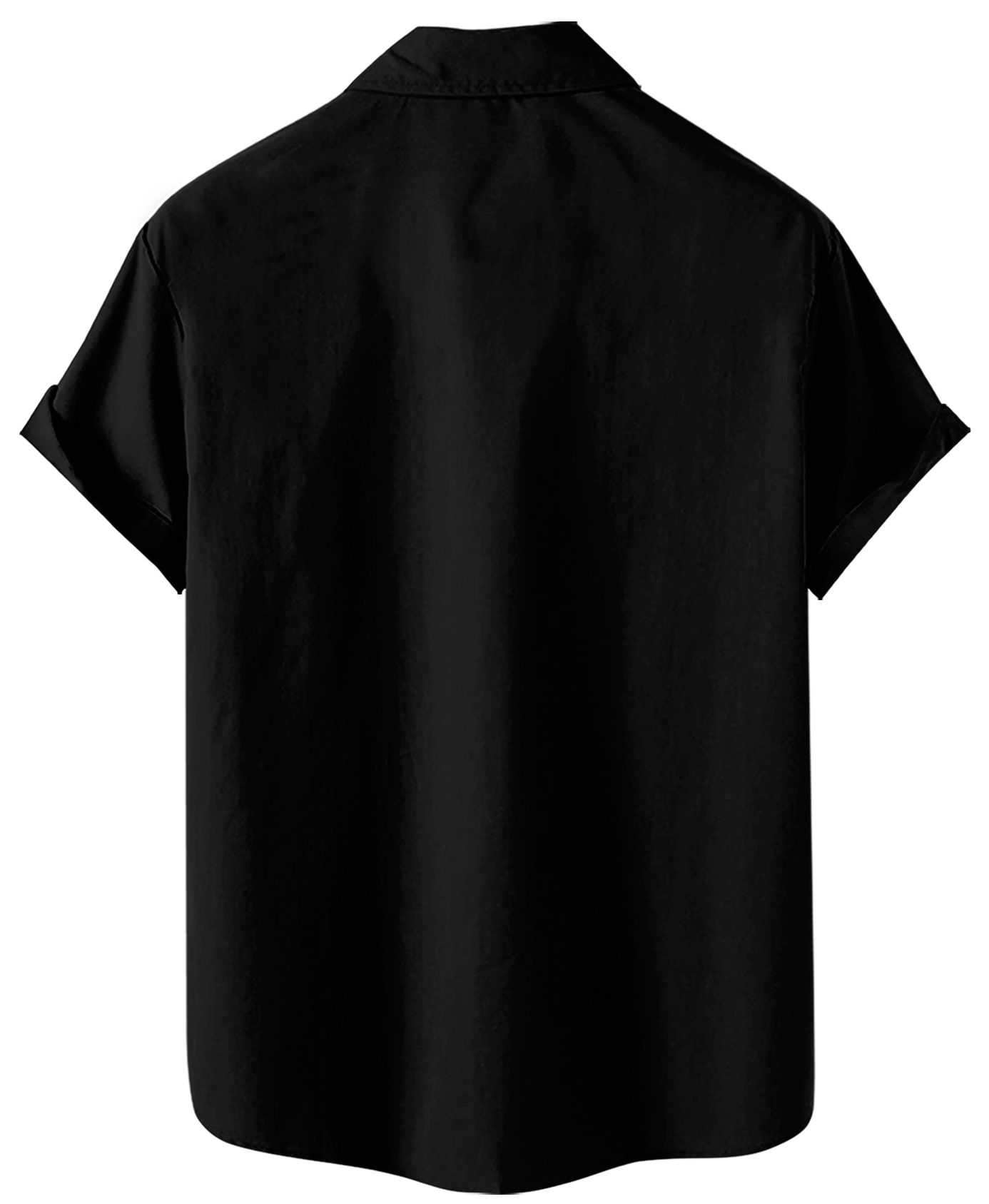 Men's Music Guitar Print Button Down Shirt, Short Sleeve, Black and Orange Striped, Casual Hawaiian Style