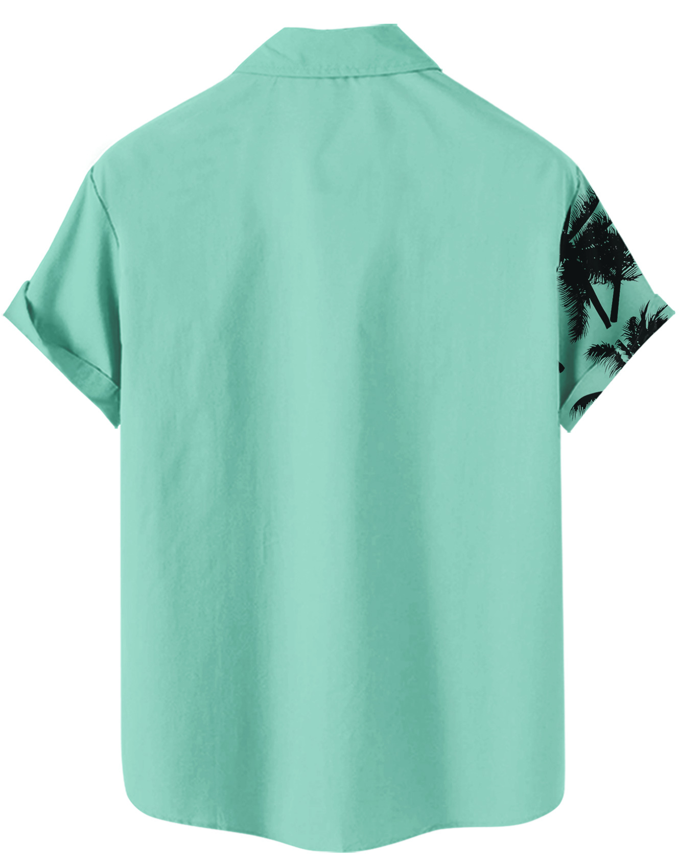 Men's Hawaiian Shirt, Palm Tree Print, Striped Design, Short Sleeve Button Down, Mint Green