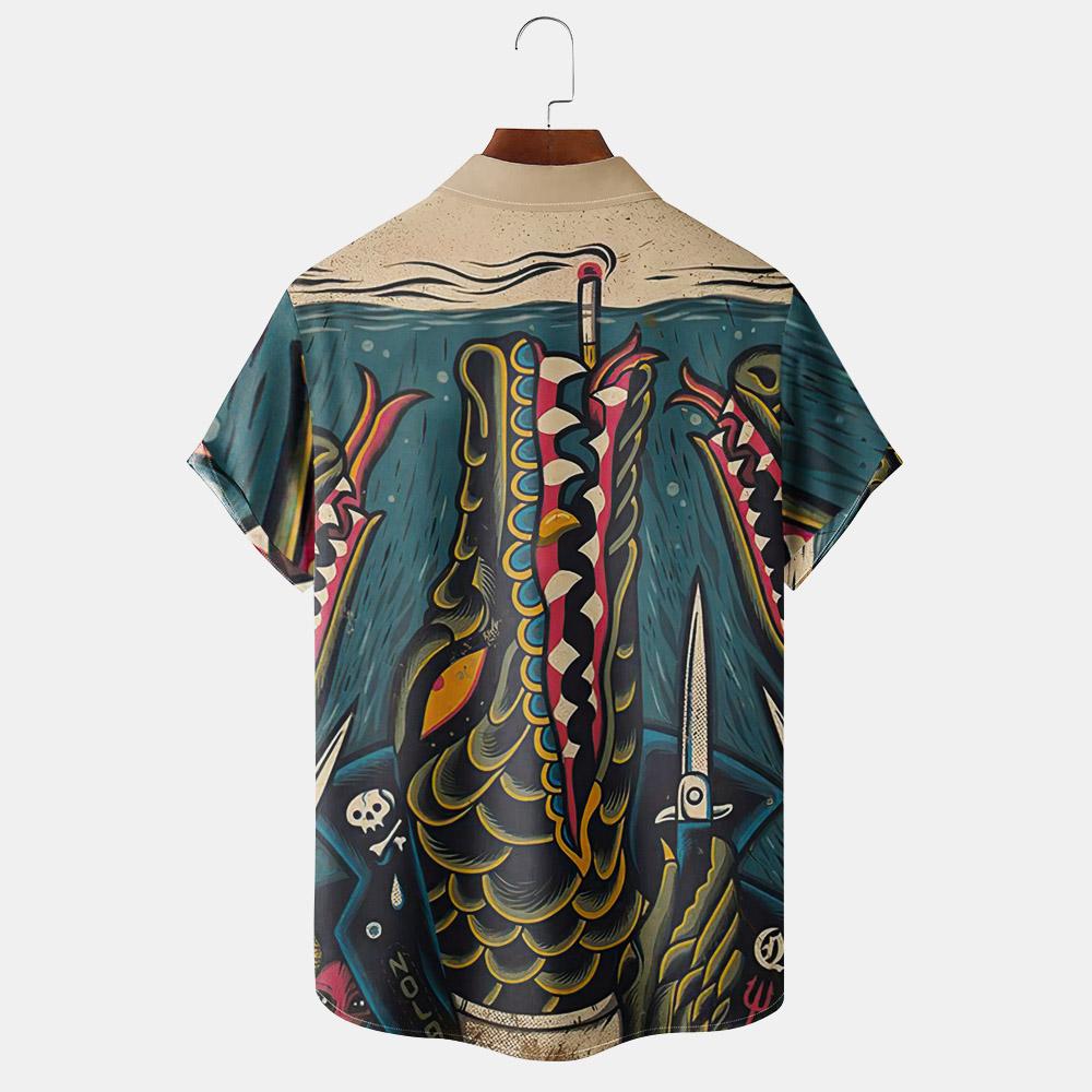 Vintage Magazine pattern short sleeved shirt