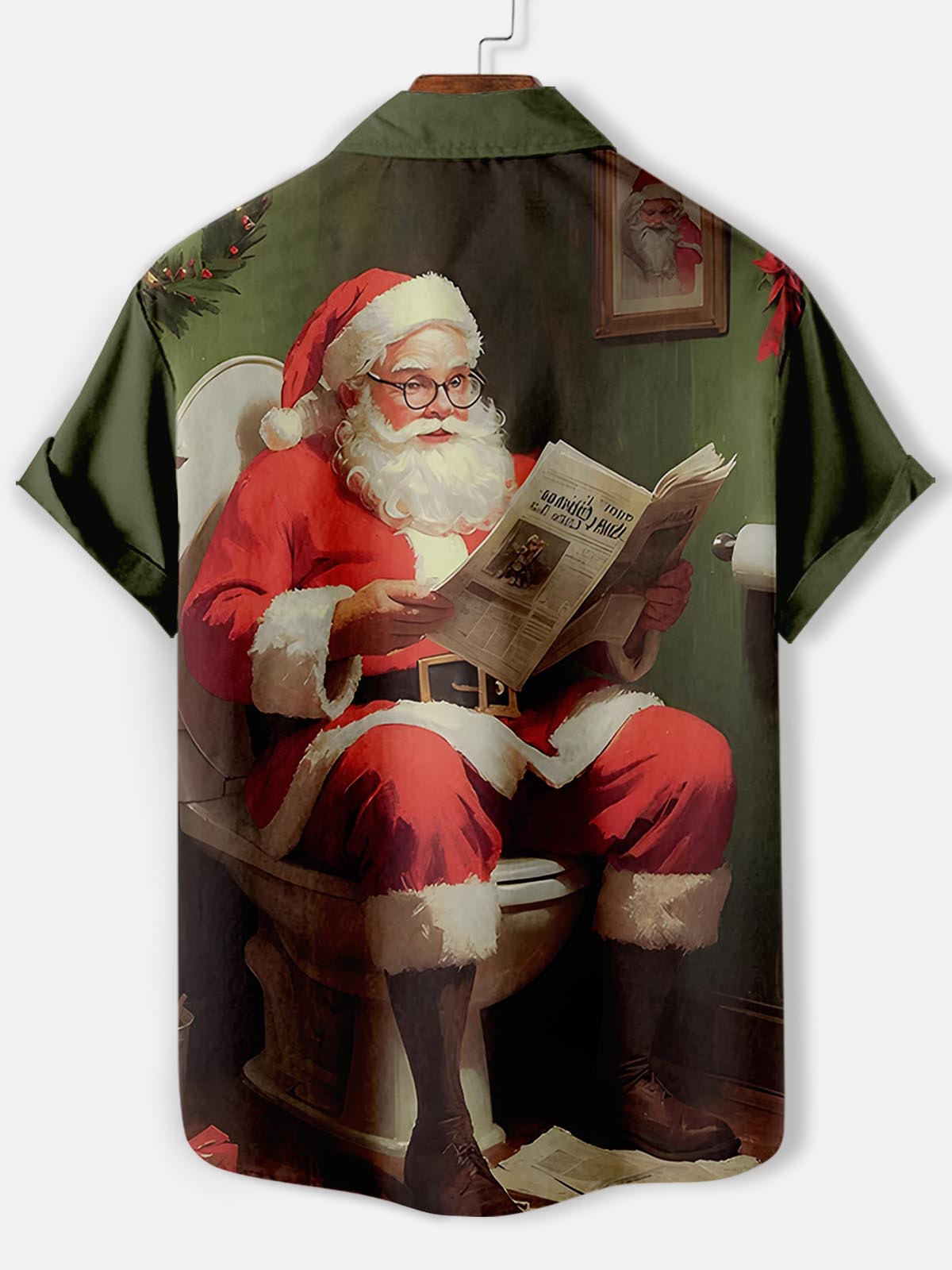 Men's Fun Santa Graphic Short Sleeve Shirt
