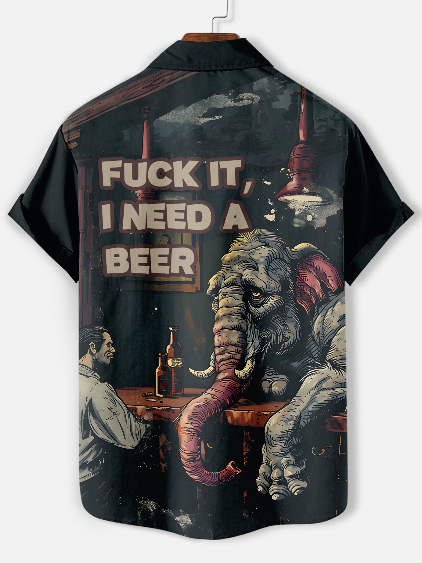 Men's funny cartoon animal slogan graphic short sleeve shirt