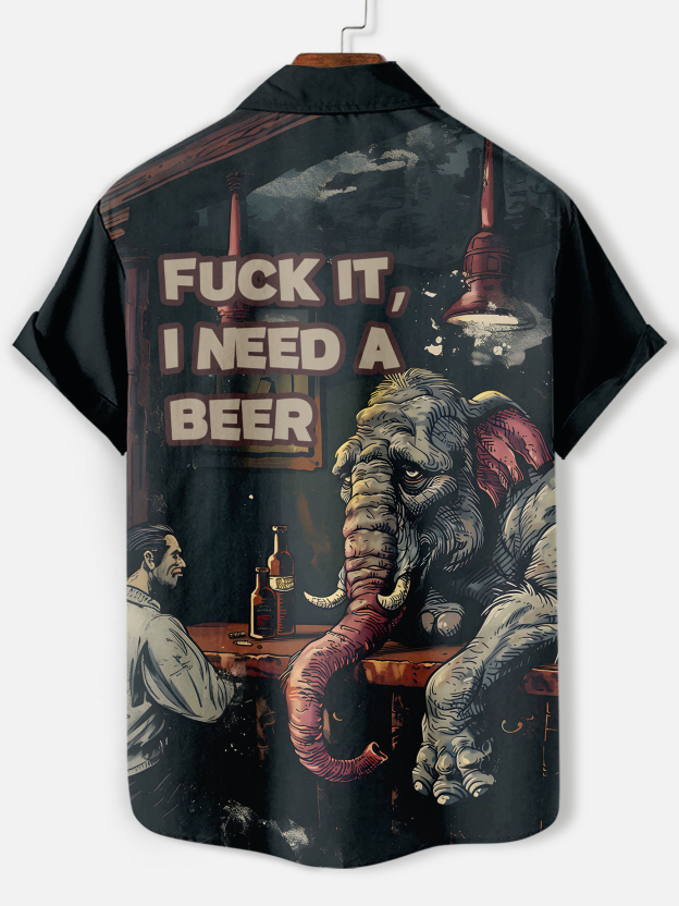 Men's funny cartoon animal slogan graphic short sleeve shirt