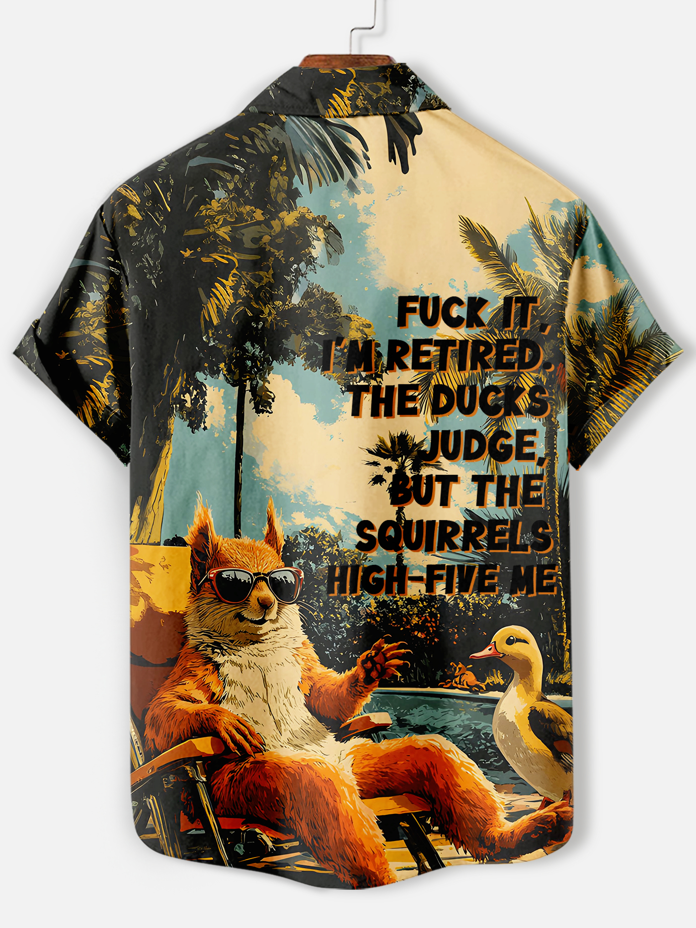 Men's funny cartoon animal slogan graphic short sleeve shirt