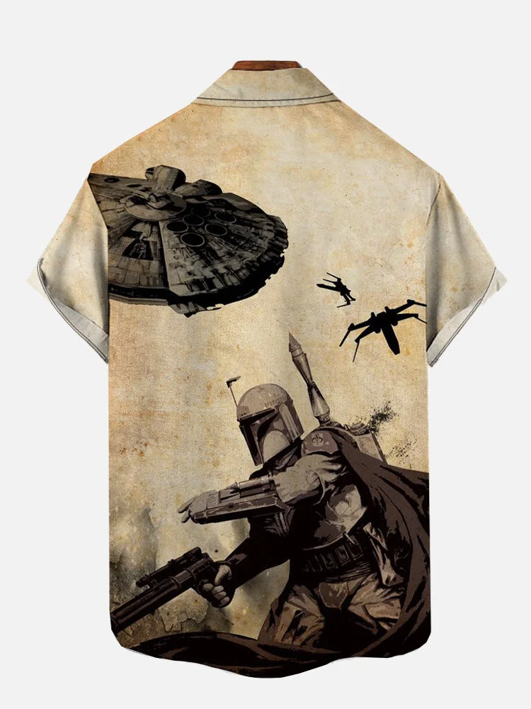 spaceship combat element graphic short sleeve shirt