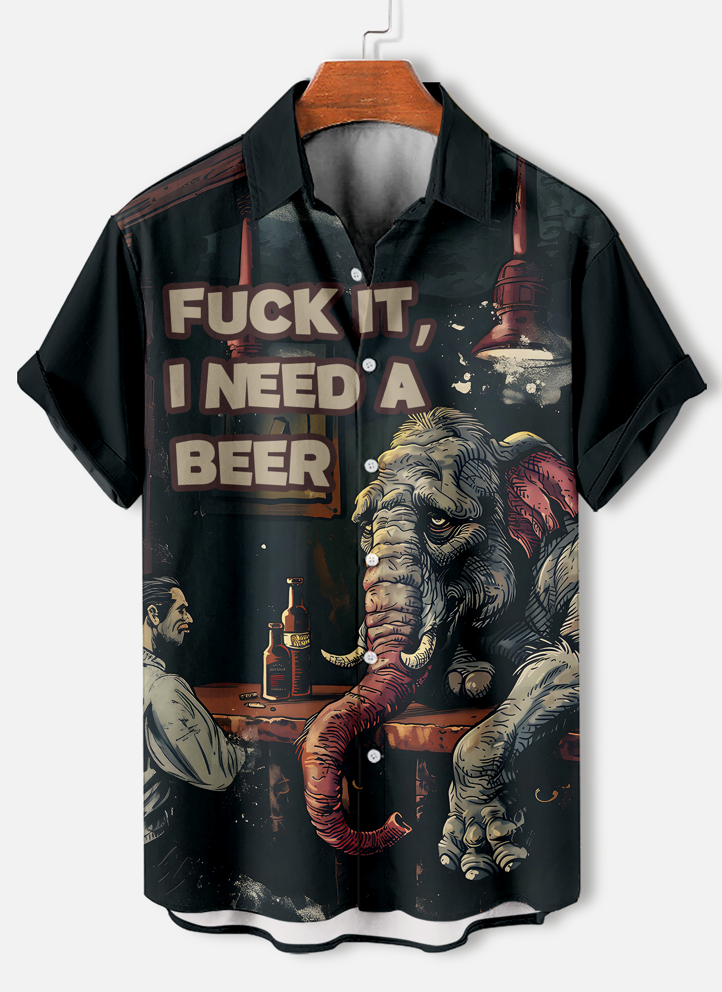 Men's funny cartoon animal slogan graphic short sleeve shirt