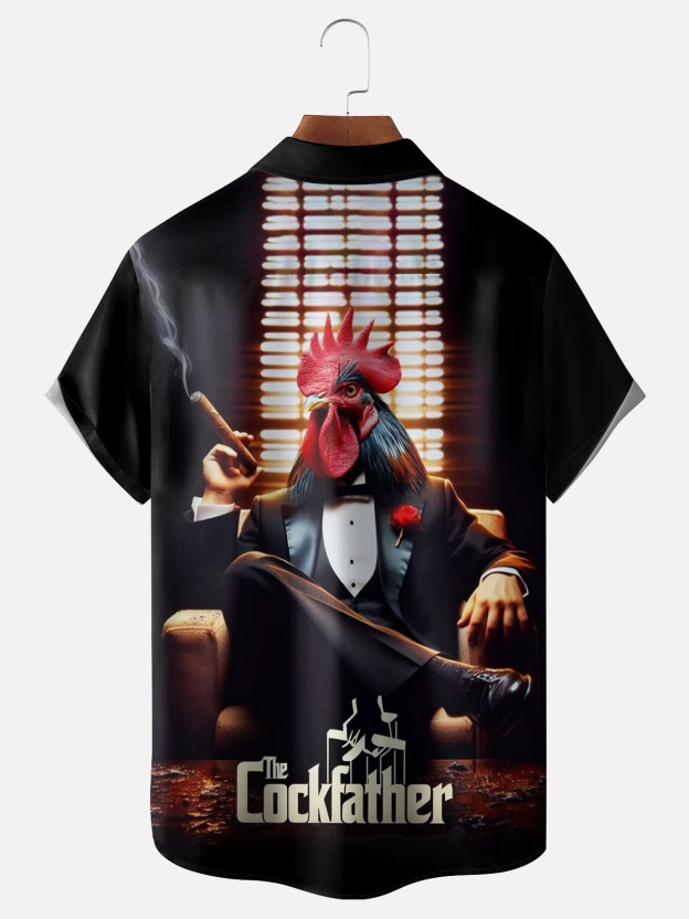 Men's Classic Movie Godfather Animal Fun Graphic Short Sleeve Shirt