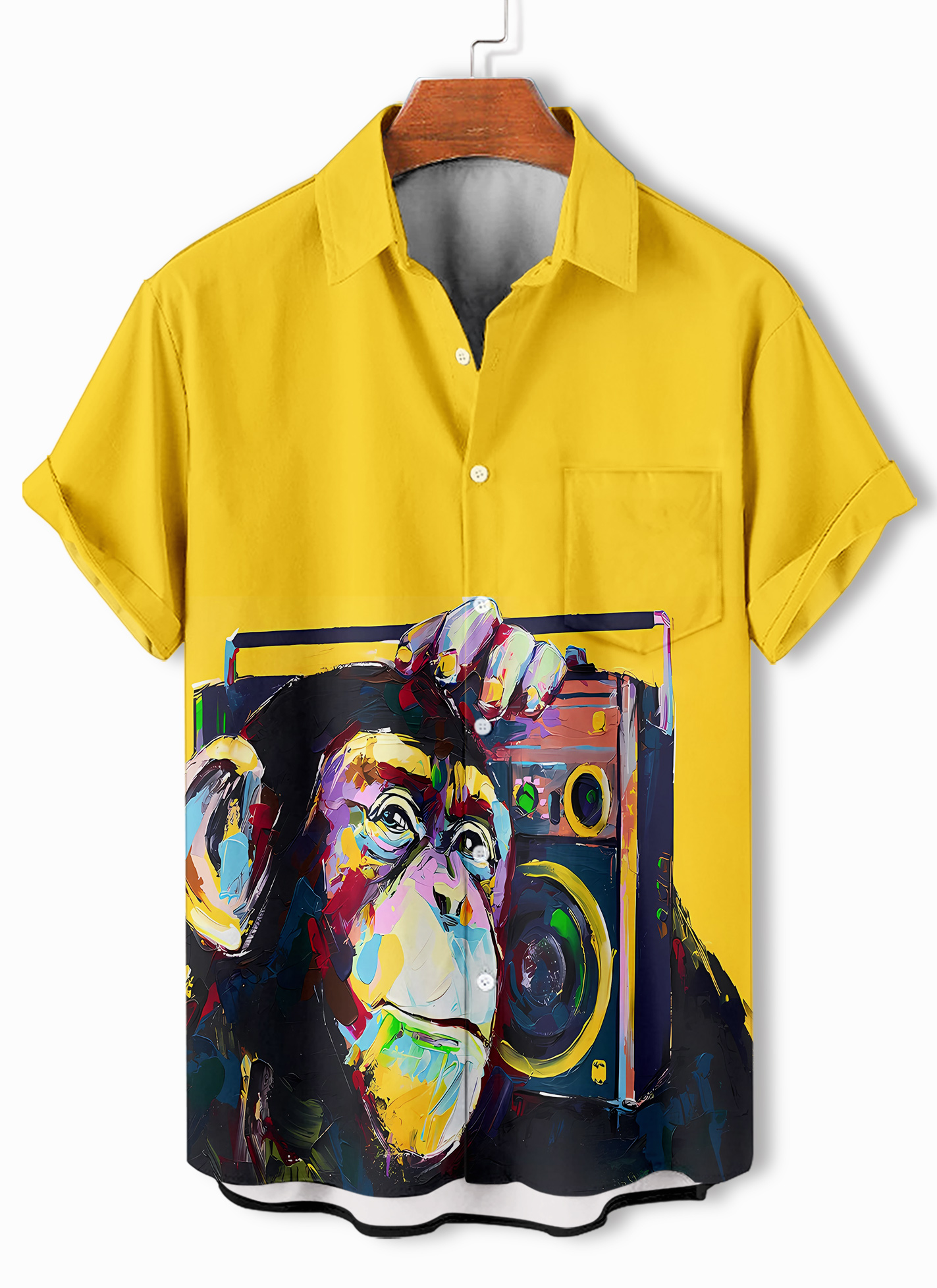 Men's Retro Fun Animal Orangutan Graphic Short Sleeve Shirt