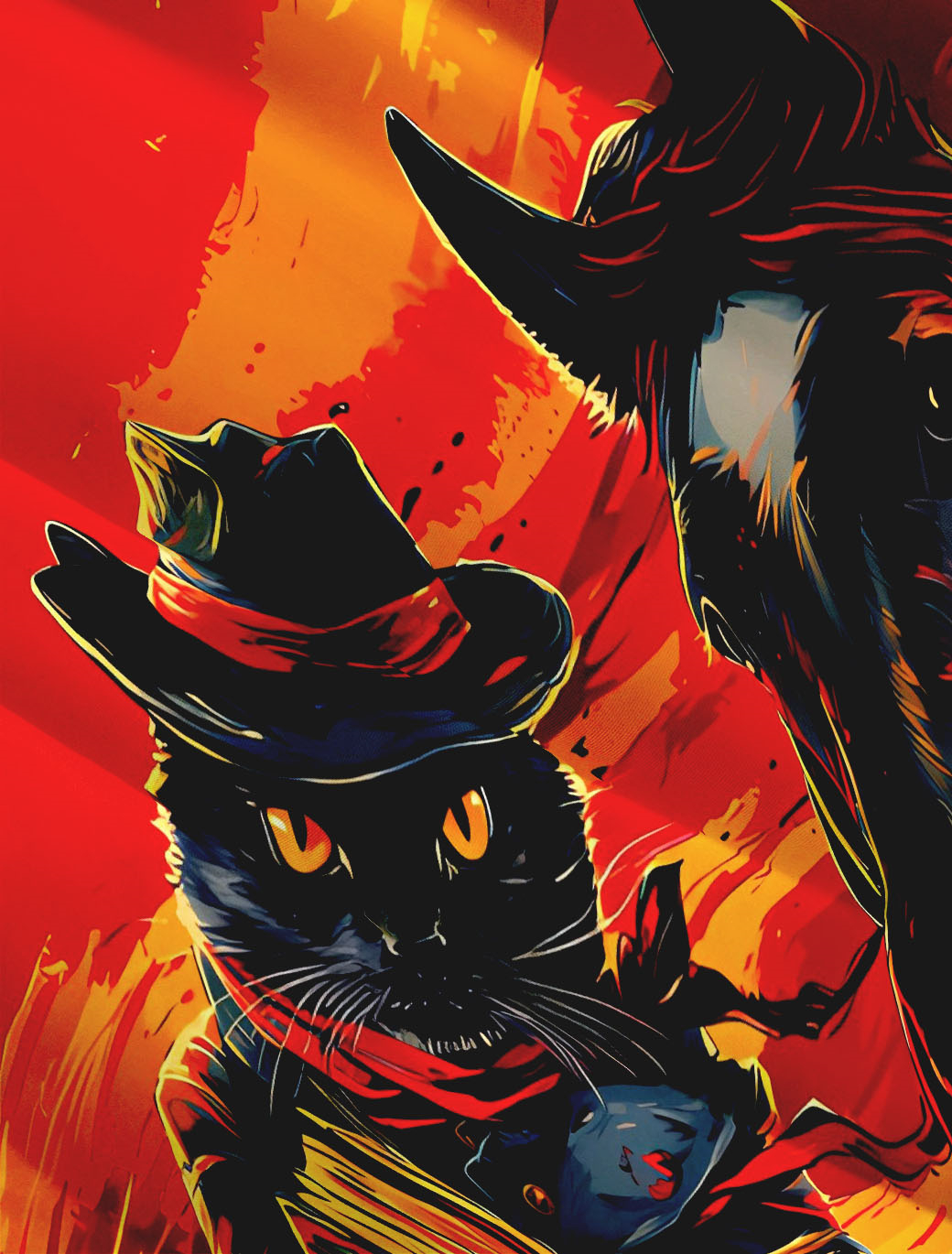 Men's Retro Cartoon Anime Cat Theme Short Sleeve Shirt