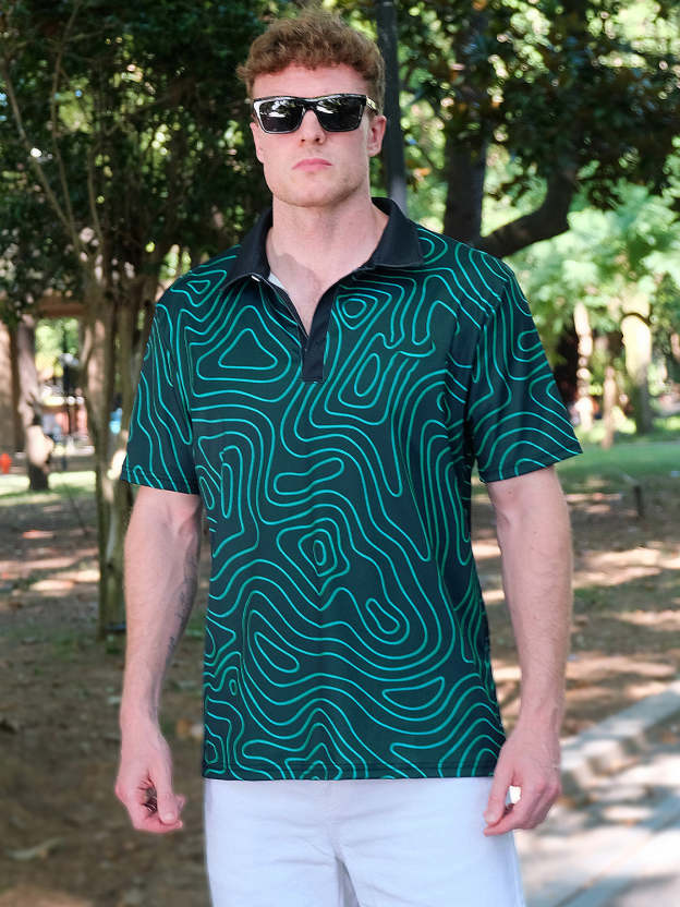 Men's Terrain Map Golf Champion Short Sleeve Polo Shirt