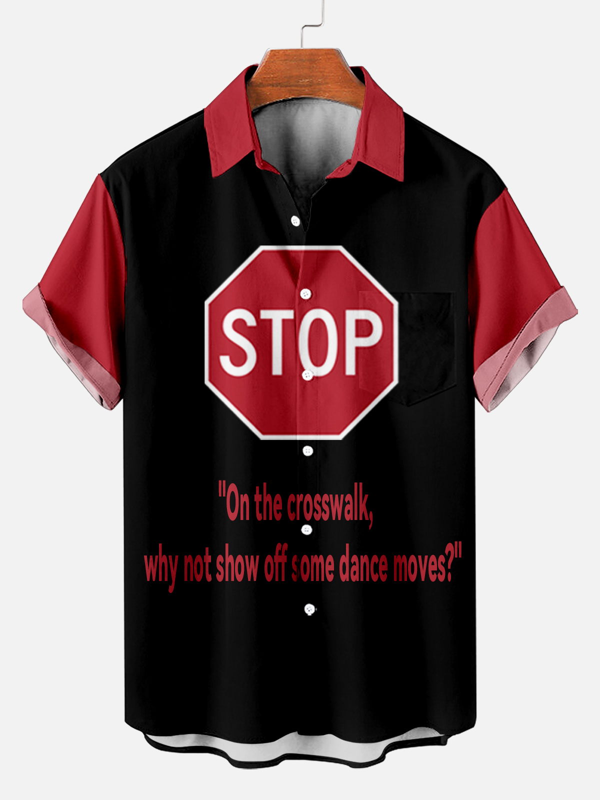 Men's Fun Slogan Graphic Contrast Short Sleeve Shirt
