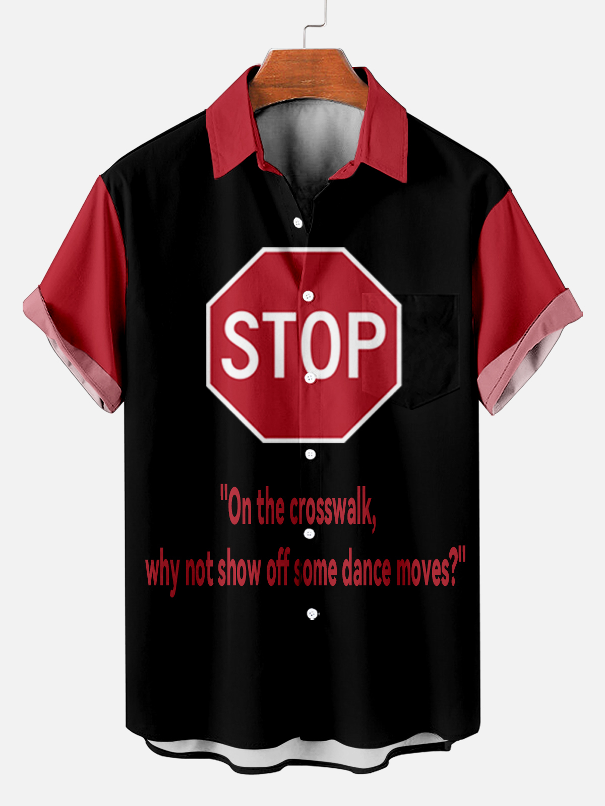 Men's Fun Slogan Graphic Contrast Short Sleeve Shirt