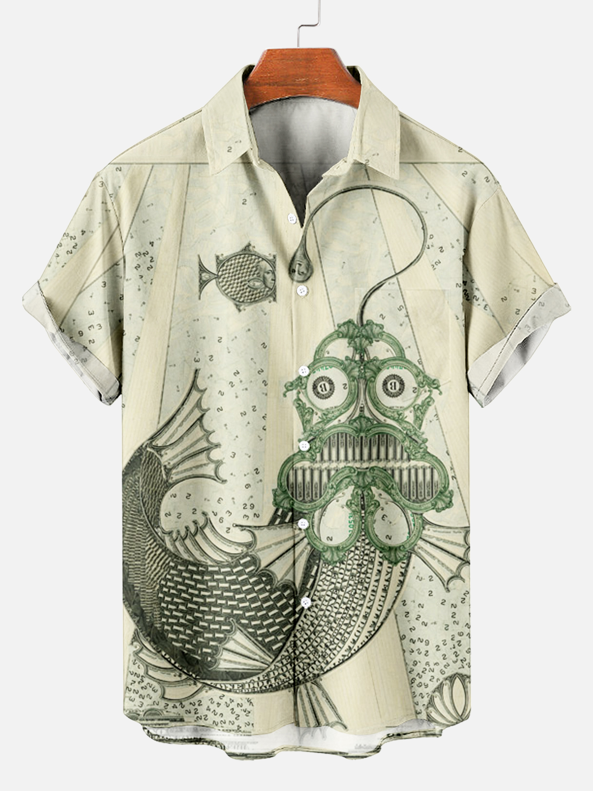 Men's Dollar Pattern Art Short Sleeve Shirt