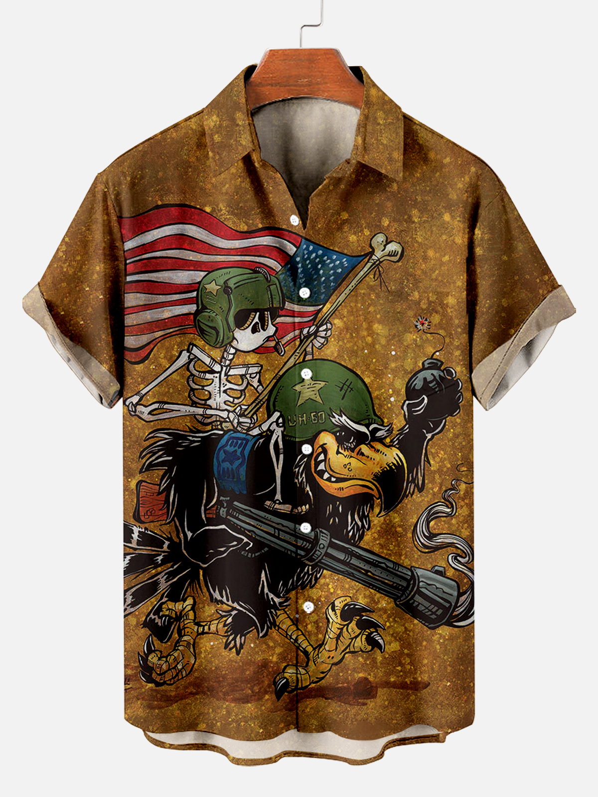 Men's Classic Day of the Dead Skull Graphic Short Sleeve Shirt