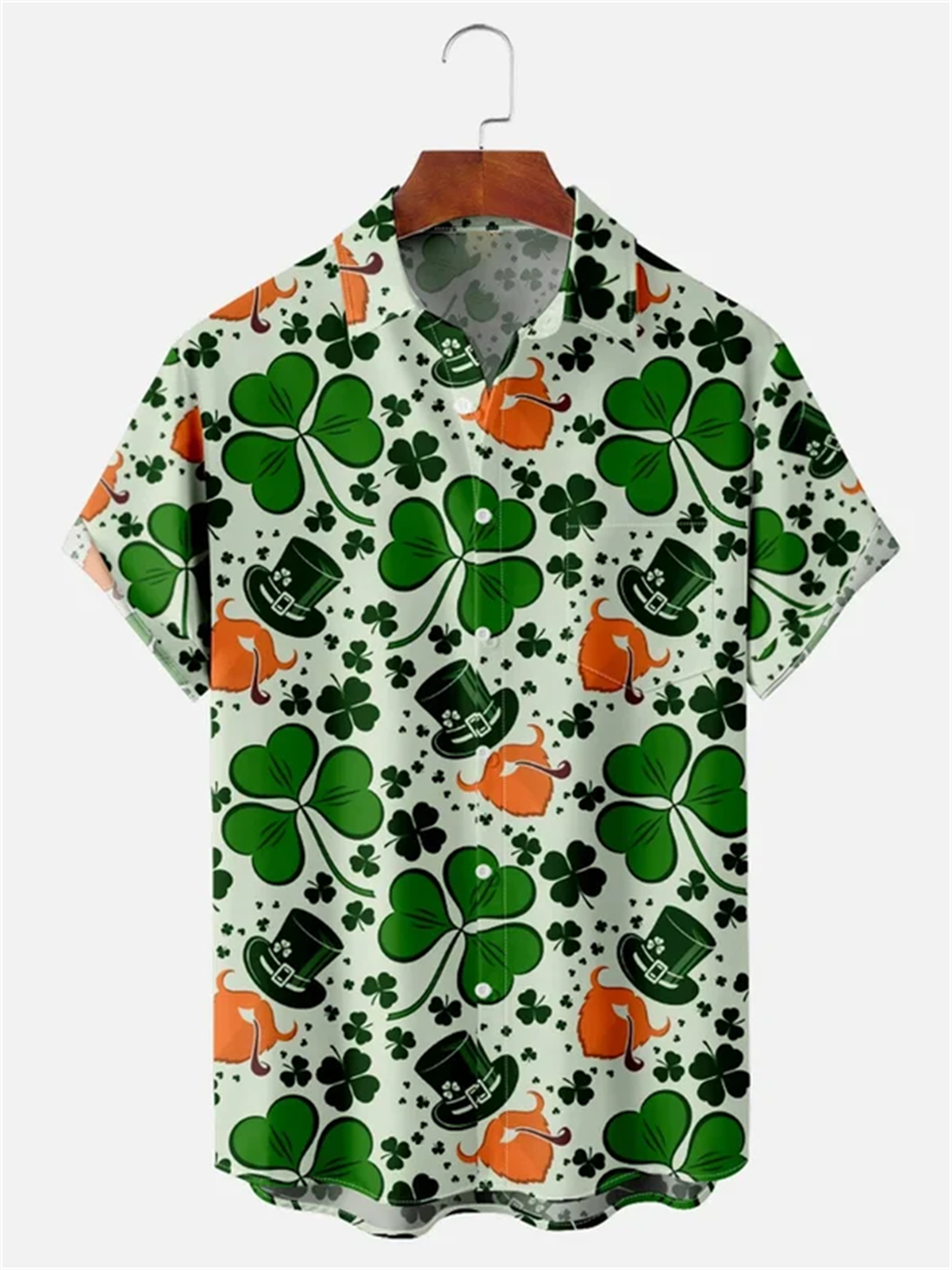 Men's Clover Beard Trick Holiday Printed Pocket Shirt