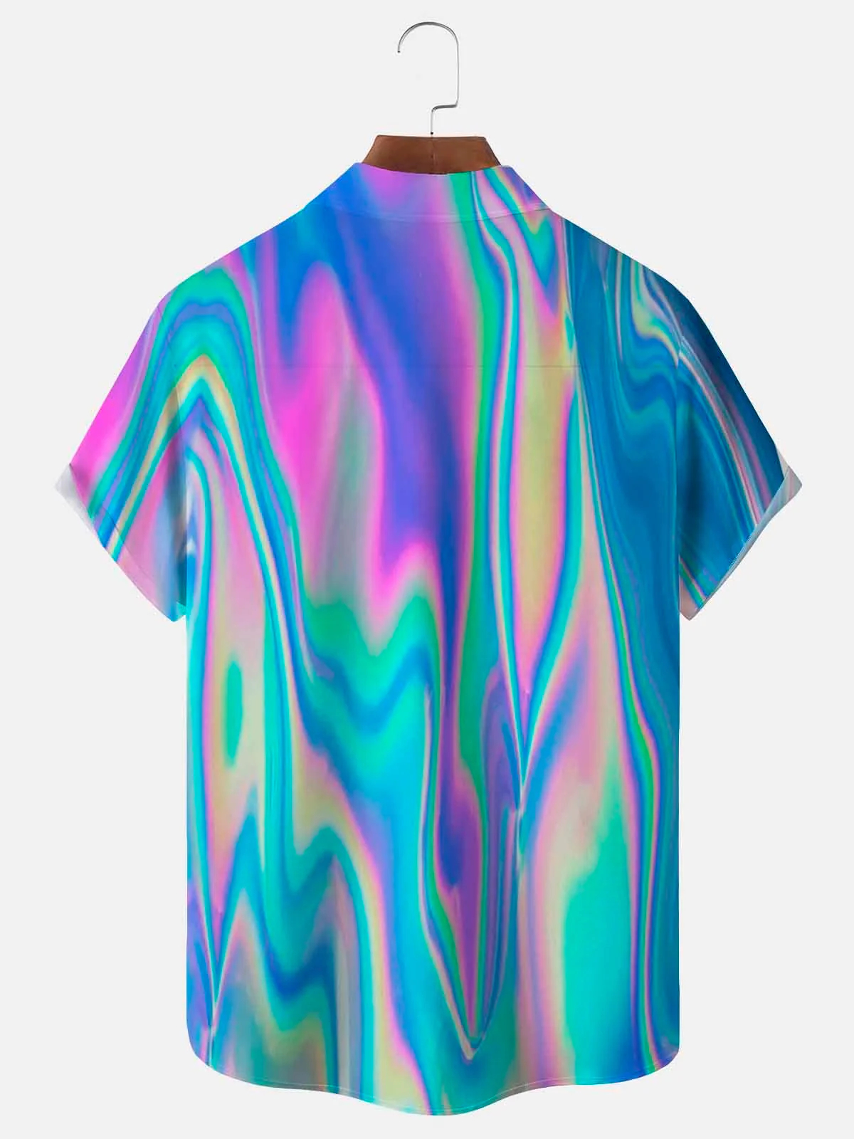 Men's Art Gradient Printed Casual Short Sleeve Pocket Shirt