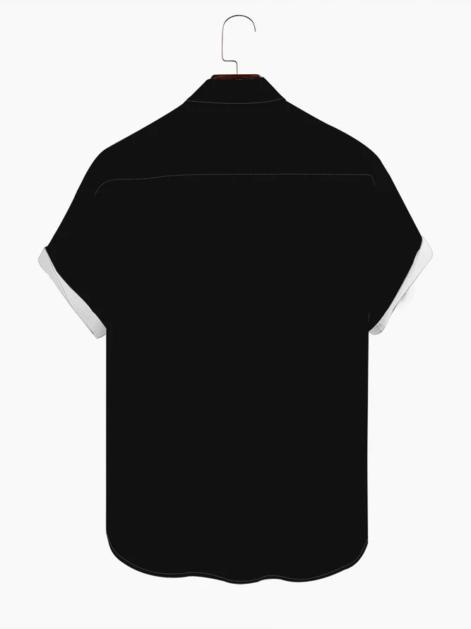 Men's Musical Bowling Casual Lapel Short Sleeve Shirt