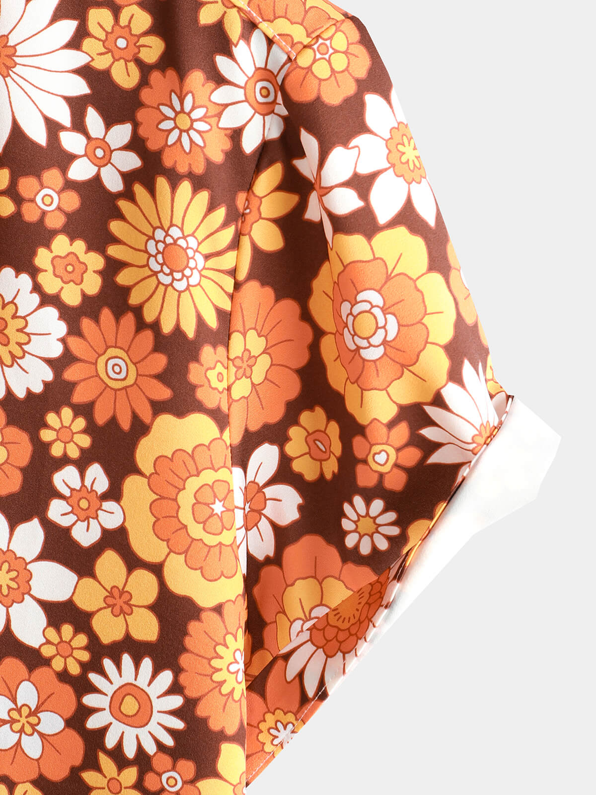 Men's Casual Small Flower Full Dress Printed Lapel Short Sleeve Shirt