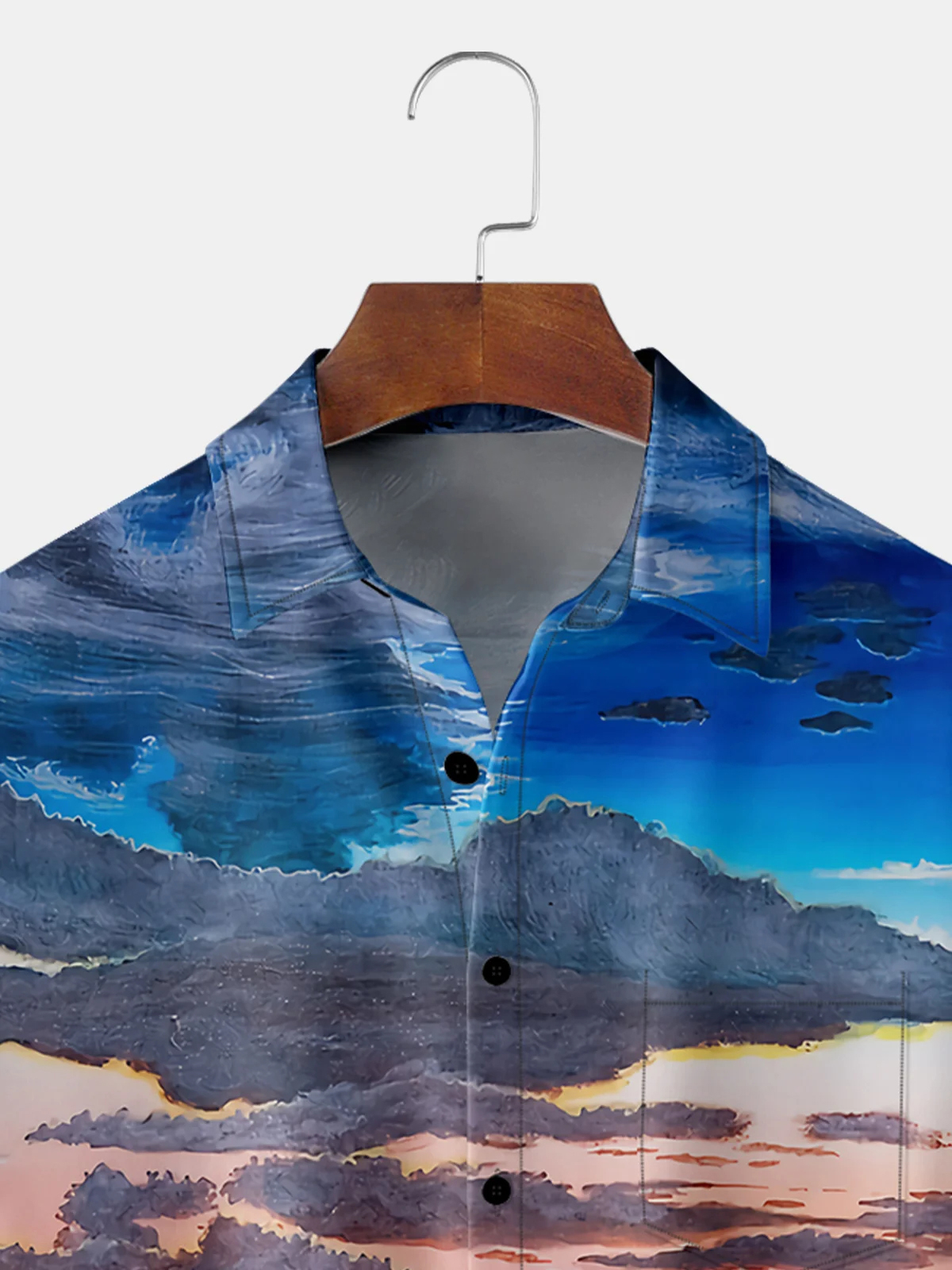 Men's Easter Art Cross Oil Painting Print Pocket Holiday Shirt