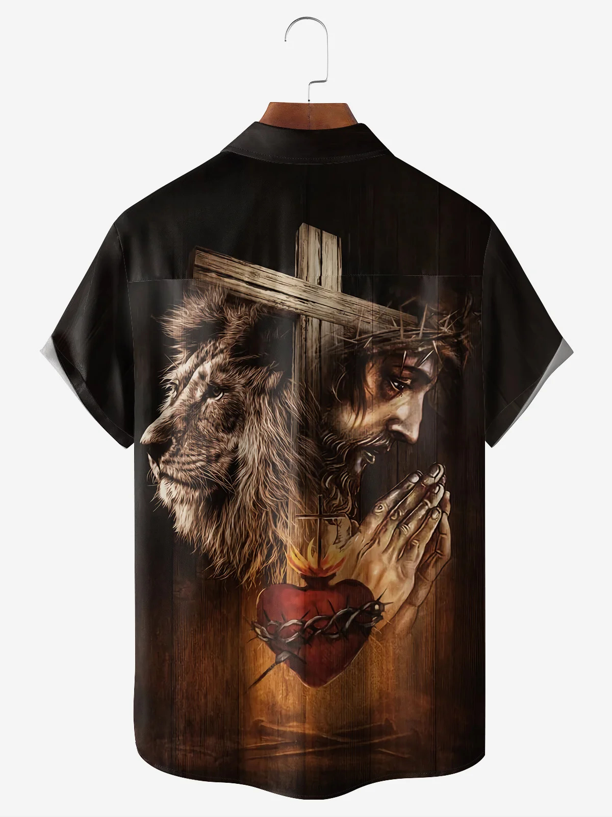 Men's Easter Retro Jesus Lion Print Holiday Shirt