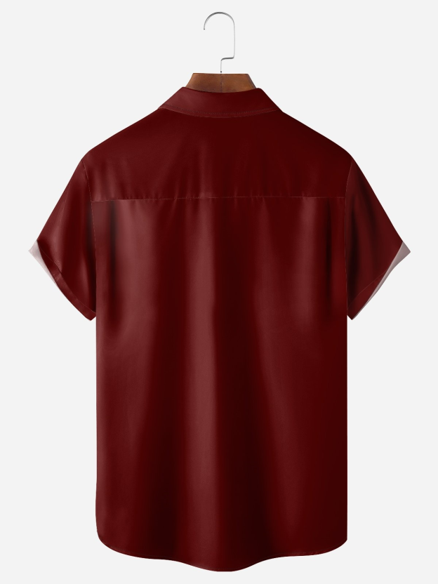 Leisure And Minimalist Pattern Printing Lapel Neck Short Sleeve Shirt