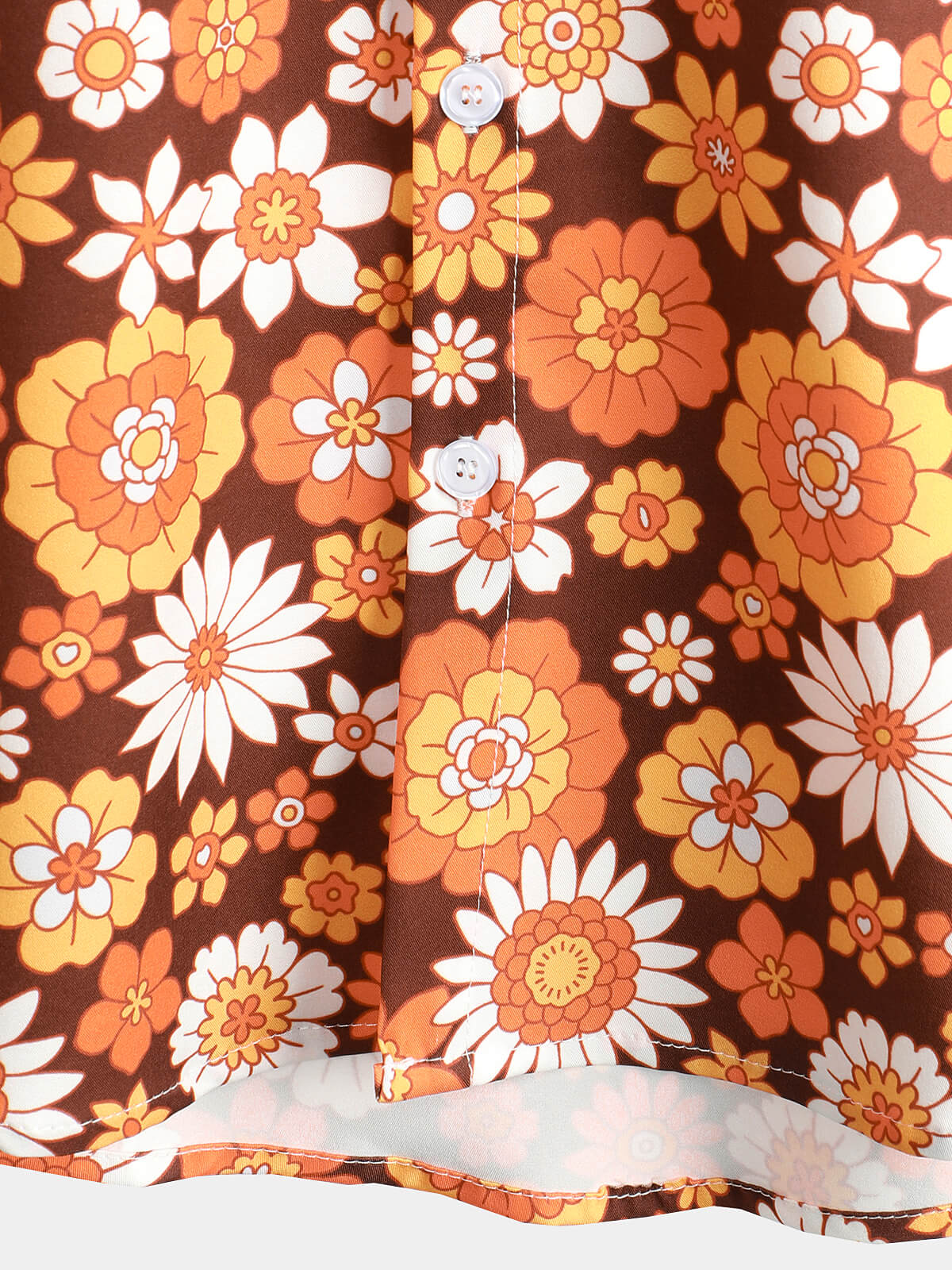 Men's Casual Small Flower Full Dress Printed Lapel Short Sleeve Shirt