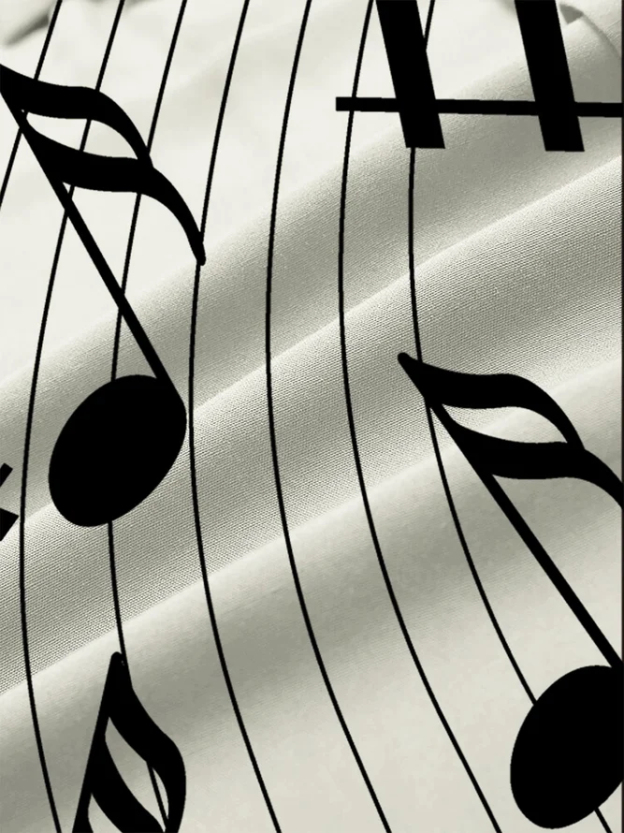 Men's Musical Bowling Casual Lapel Short Sleeve Shirt