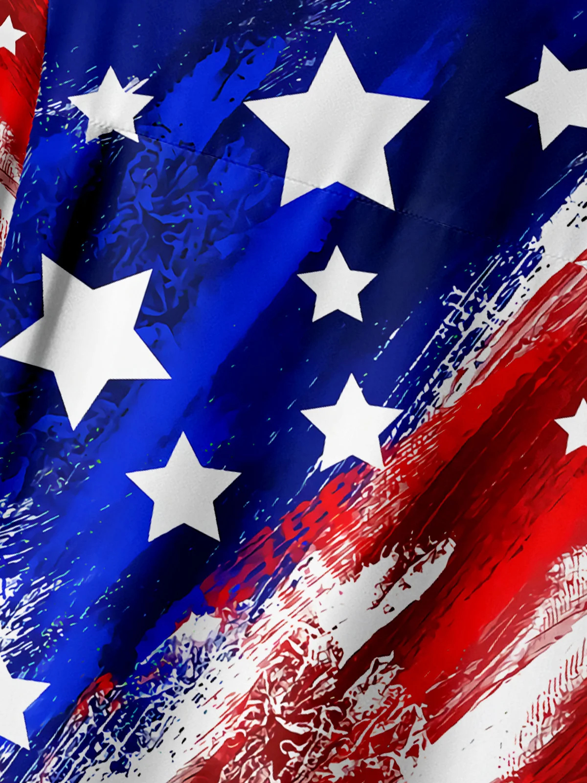 Men's Fun Casual Cartoon Flag Pig Short Sleeve Pocket Shirt