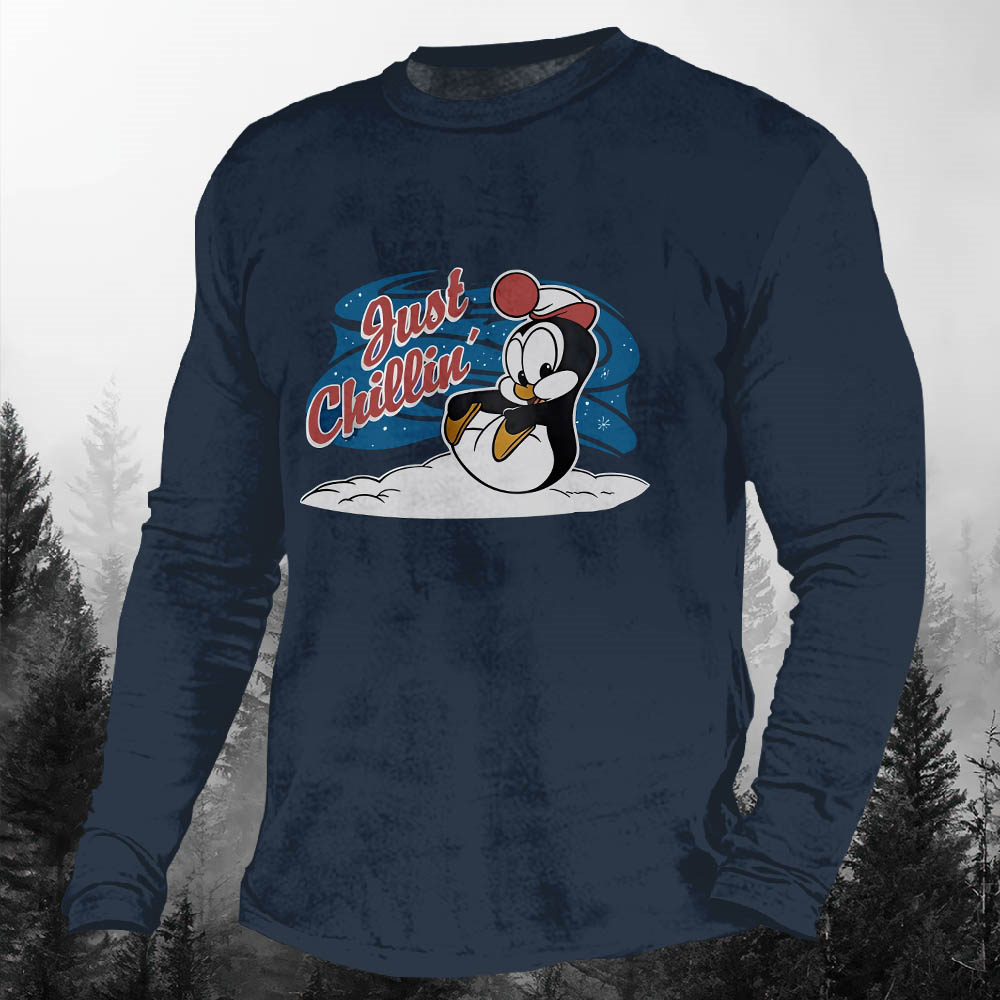 Men's Casual Cartoon Graphic Long Sleeve T-Shirt