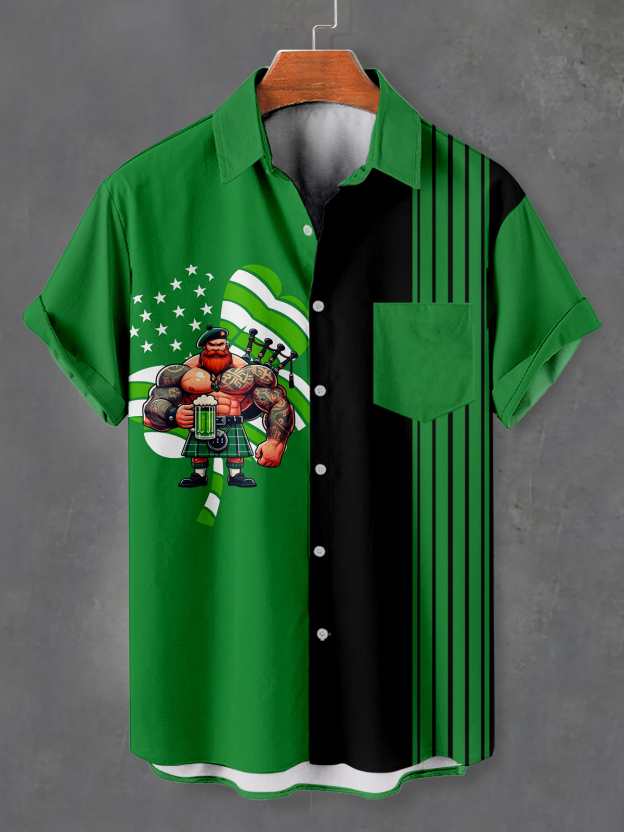 Men's Casual St. Patrick's Day Graphic Short Sleeve Shirt