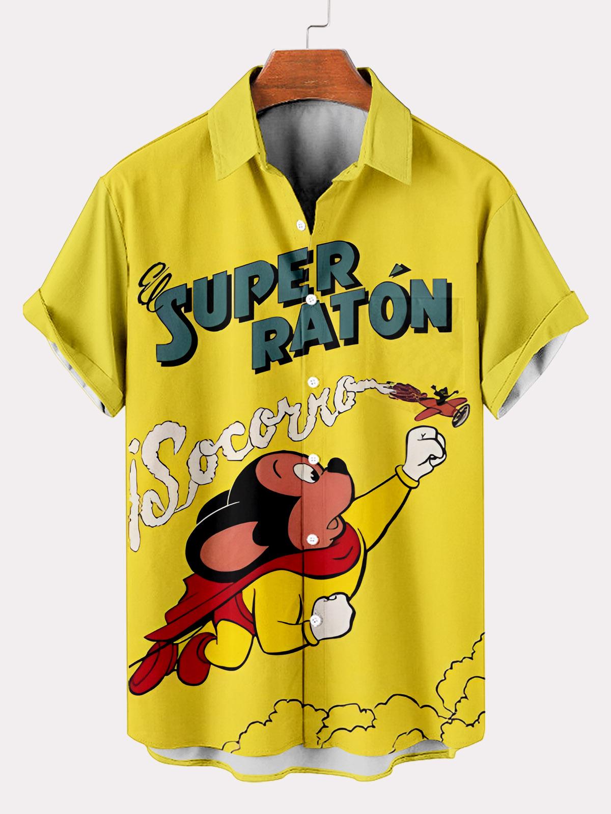 Classic Cartoon pattern short sleeved shirt