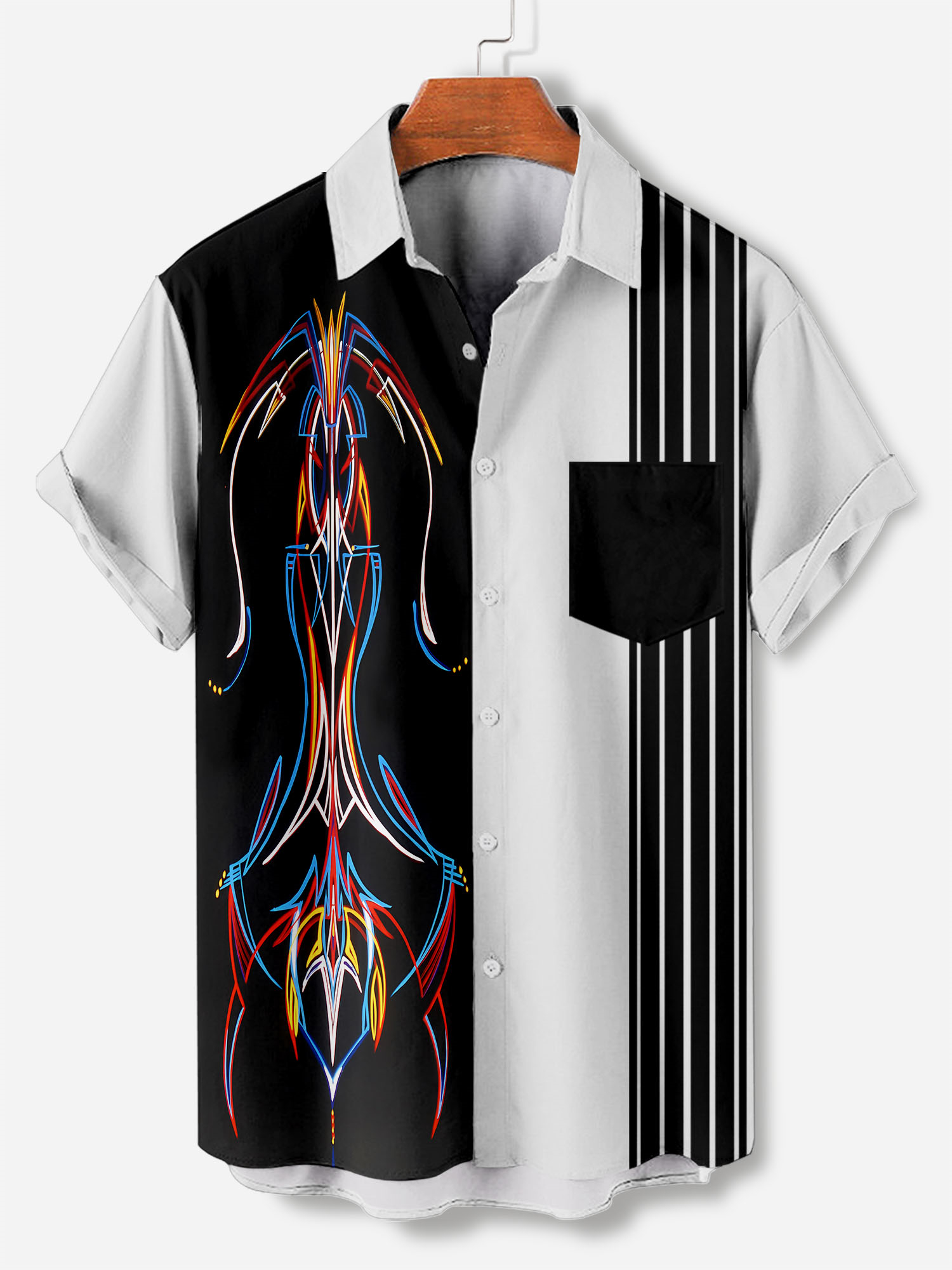 Men's retro cartoon car element short-sleeved shirt