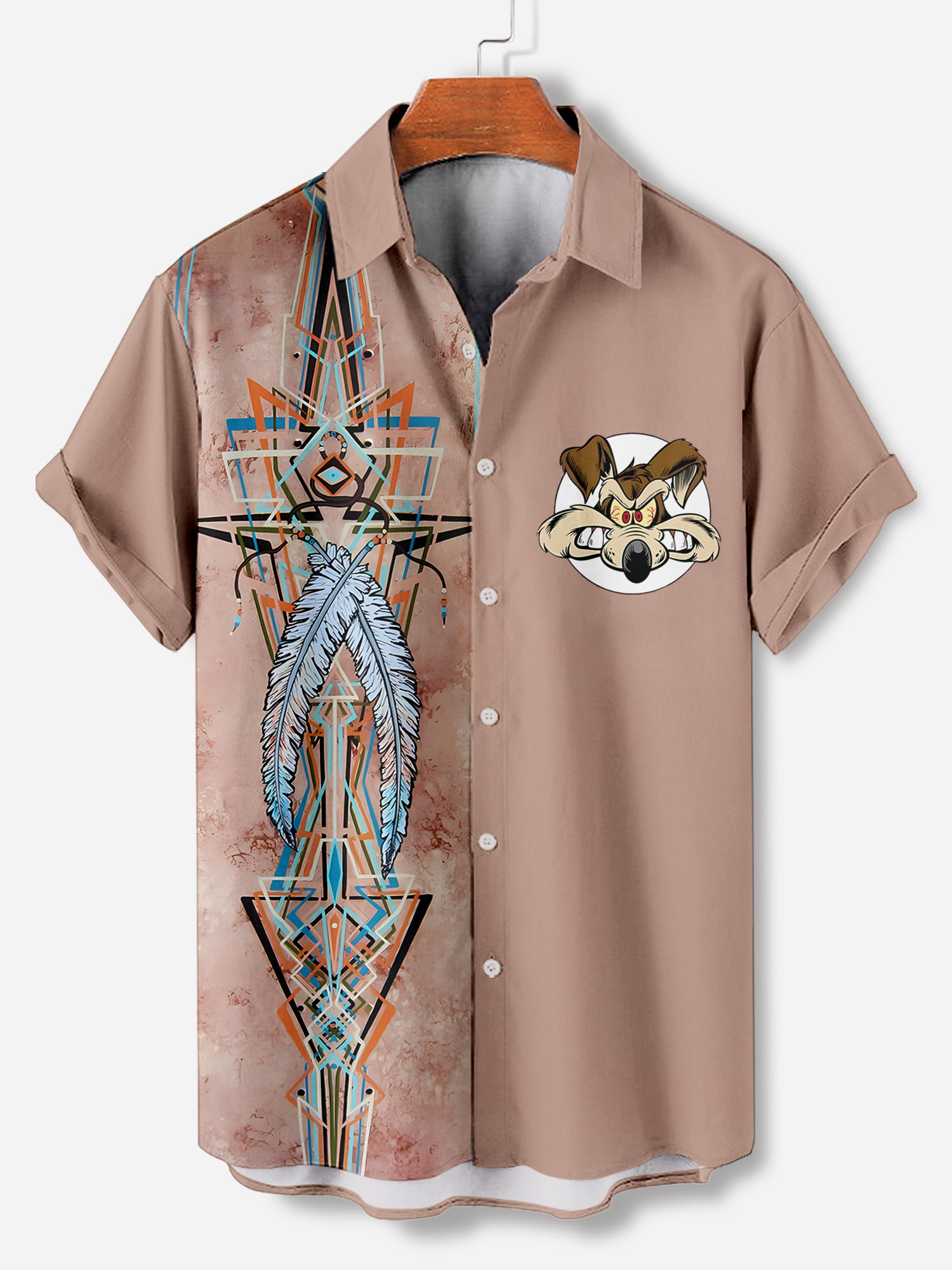 Men's cartoon racing stripe element short-sleeved shirt