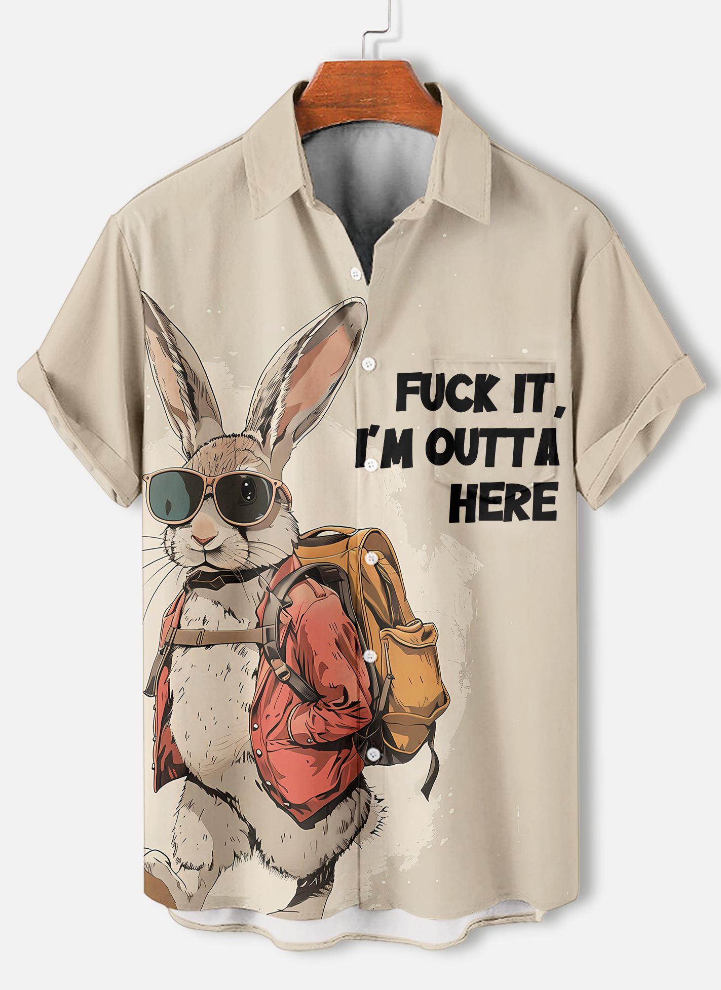 Men's funny cartoon animal slogan graphic short sleeve shirt
