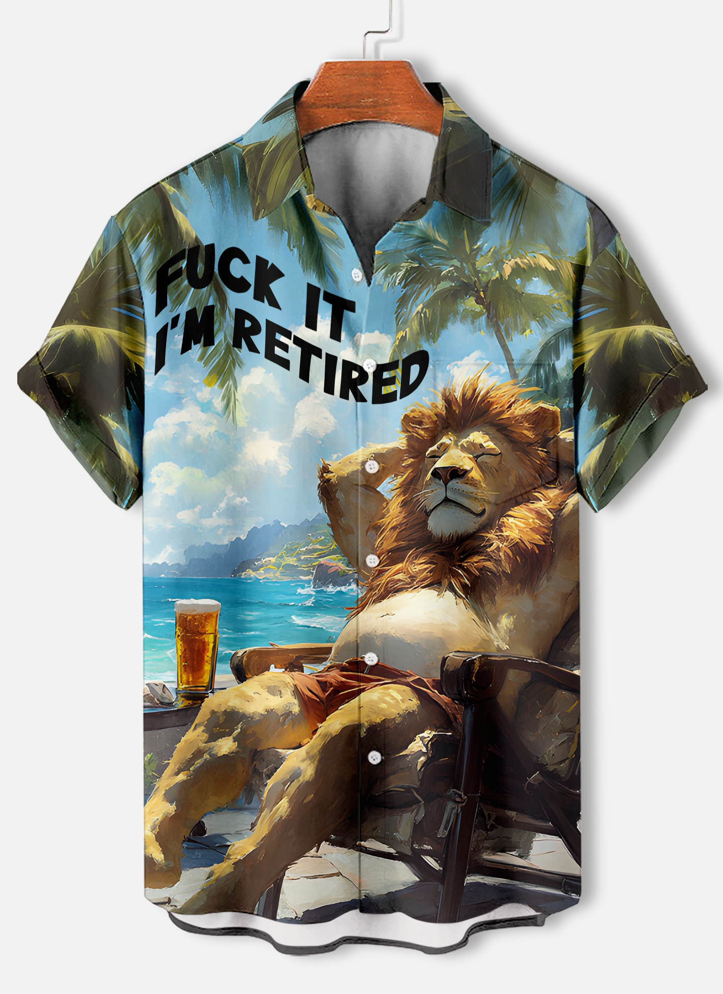 Men's funny cartoon animal slogan graphic short sleeve shirt