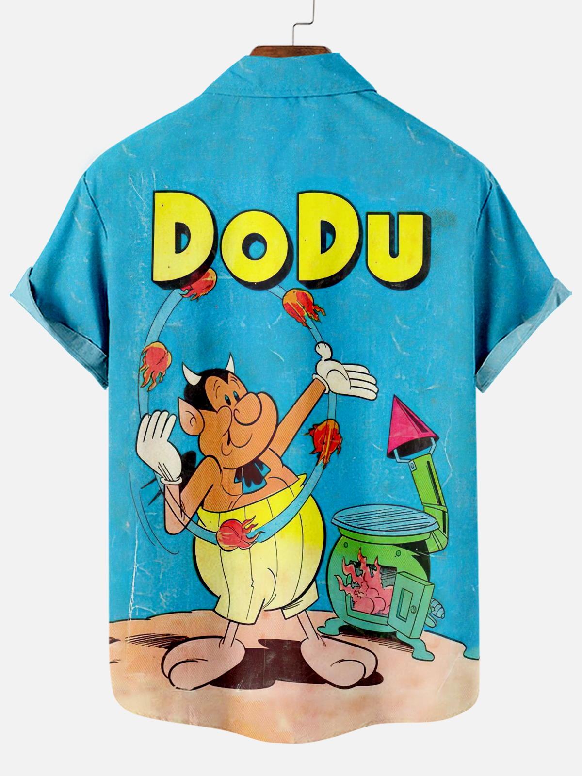 Classic Retro Cartoon Pattern Short Sleeve Shirt