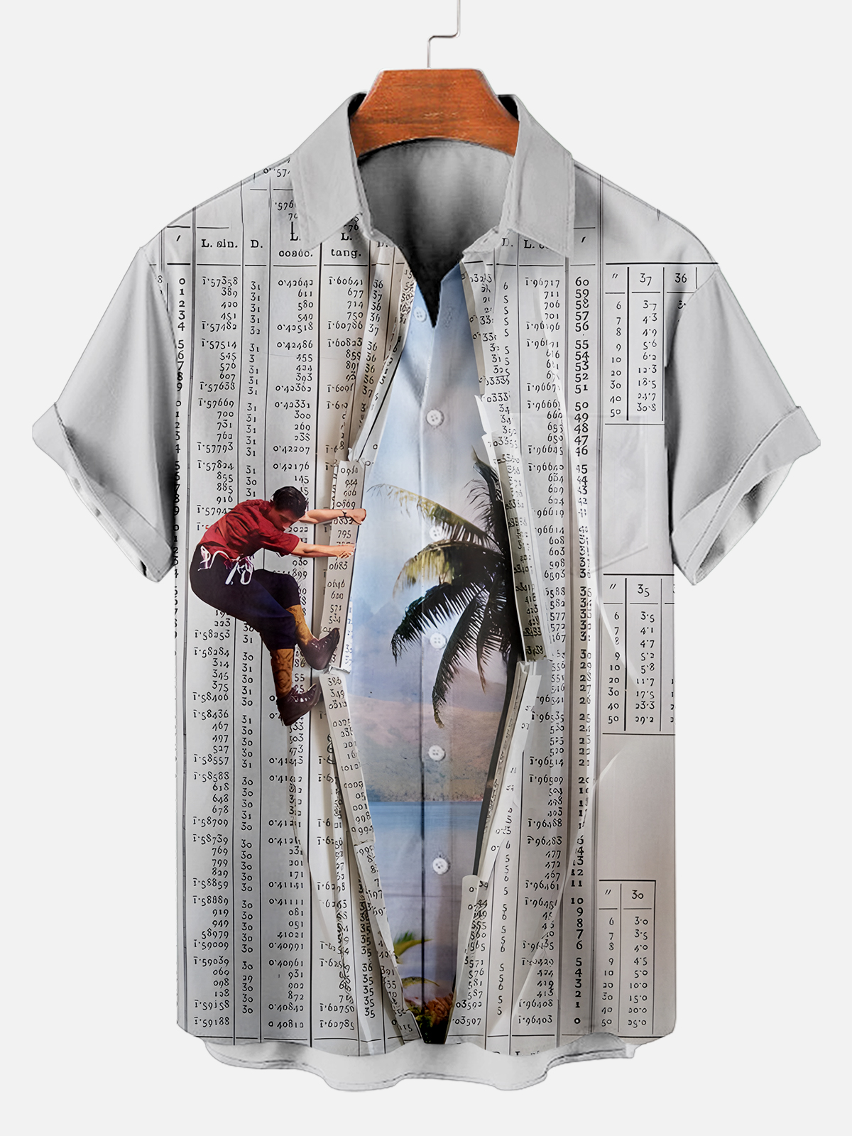 Men's retro illustration short sleeve shirt