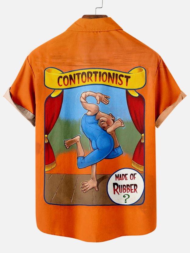 Men's Vintage Circus Pattern Casual Short Sleeve Shirt