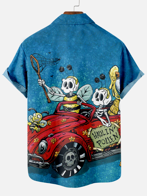 Men's Classic Day of the Dead Skull Graphic Short Sleeve Shirt