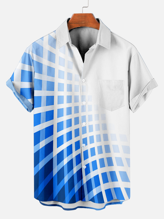 Men's Casual Contrast Color Short Sleeve Shirt