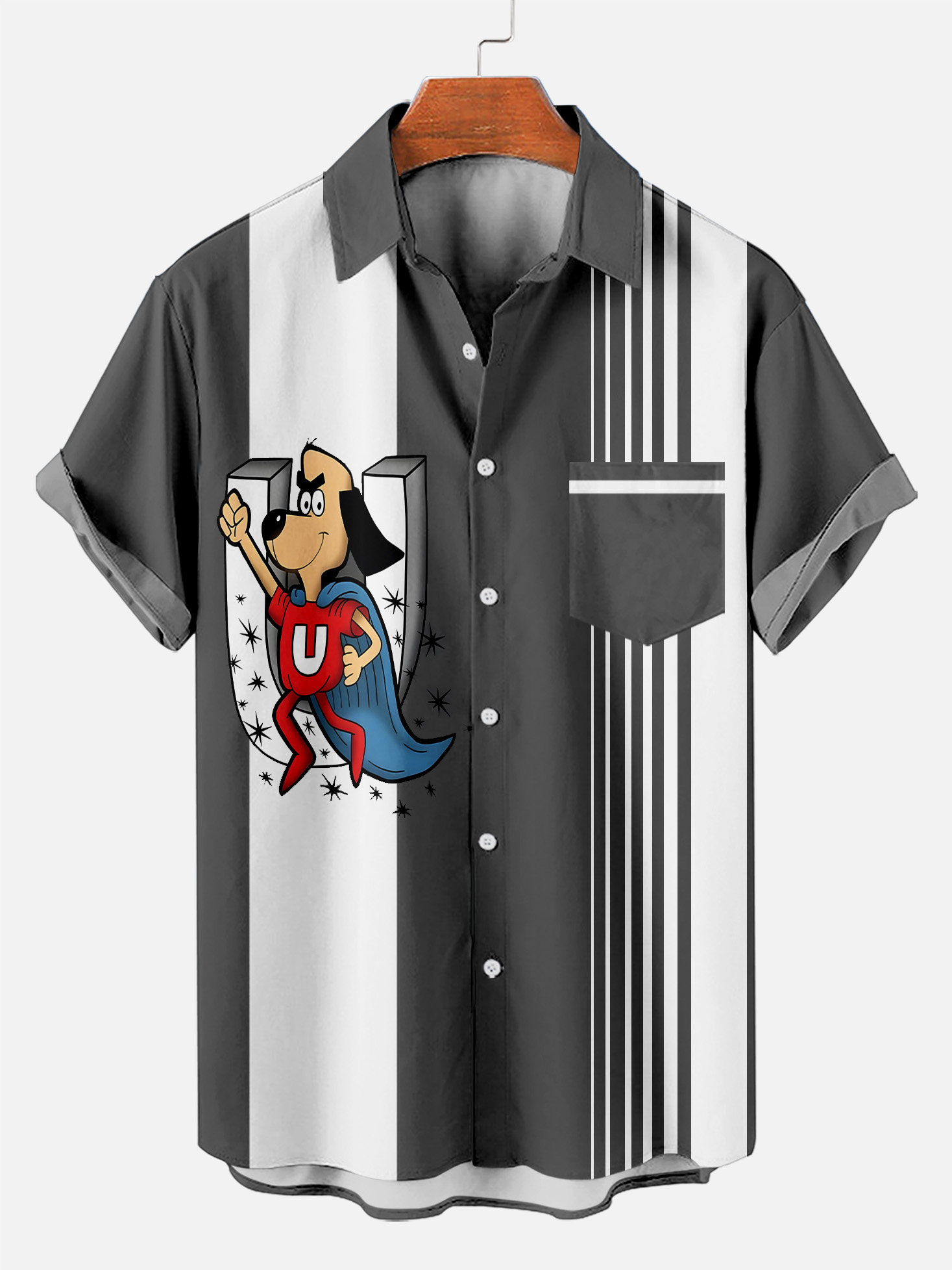 Men's Retro Cartoon Graphic Short Sleeve Shirt