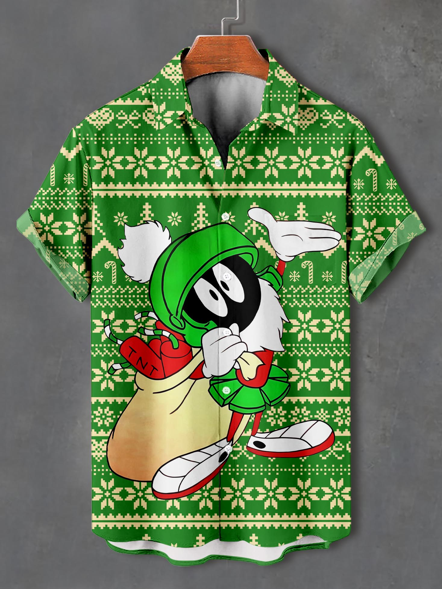 Men's Christmas Cartoon Graphic Short Sleeve Shirt