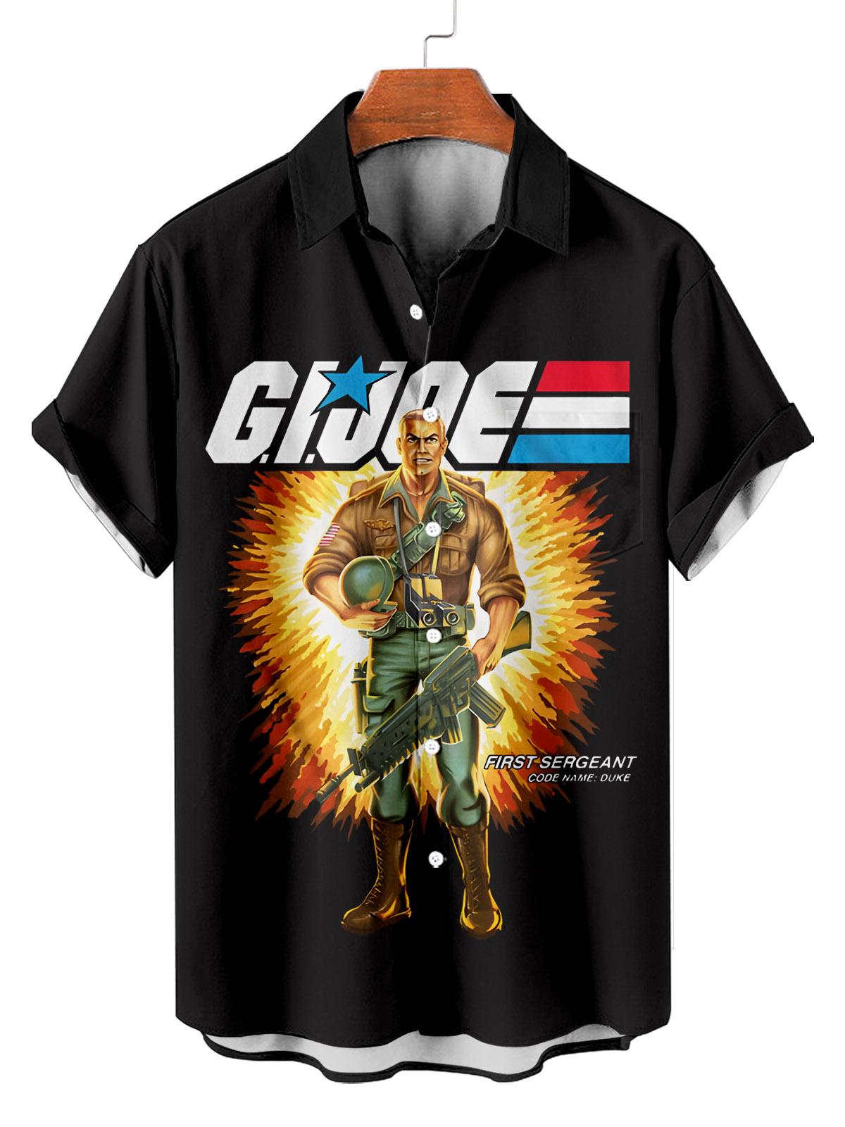 Men's Classic Retro War Cartoon Short Sleeve Shirt