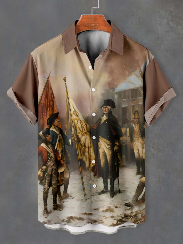 Men's American Revolutionary War Illustration short sleeve shirt