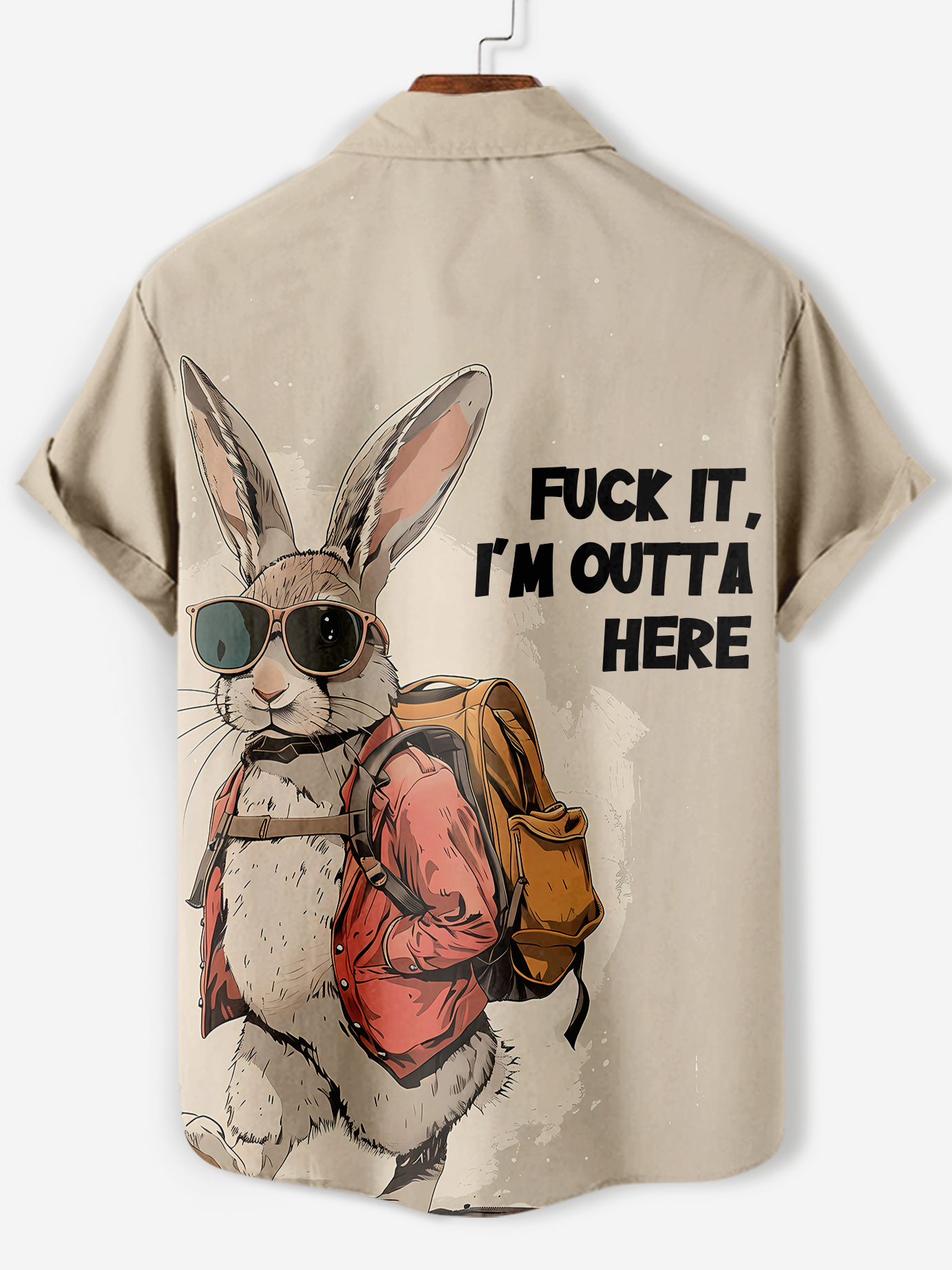 Men's funny cartoon animal slogan graphic short sleeve shirt