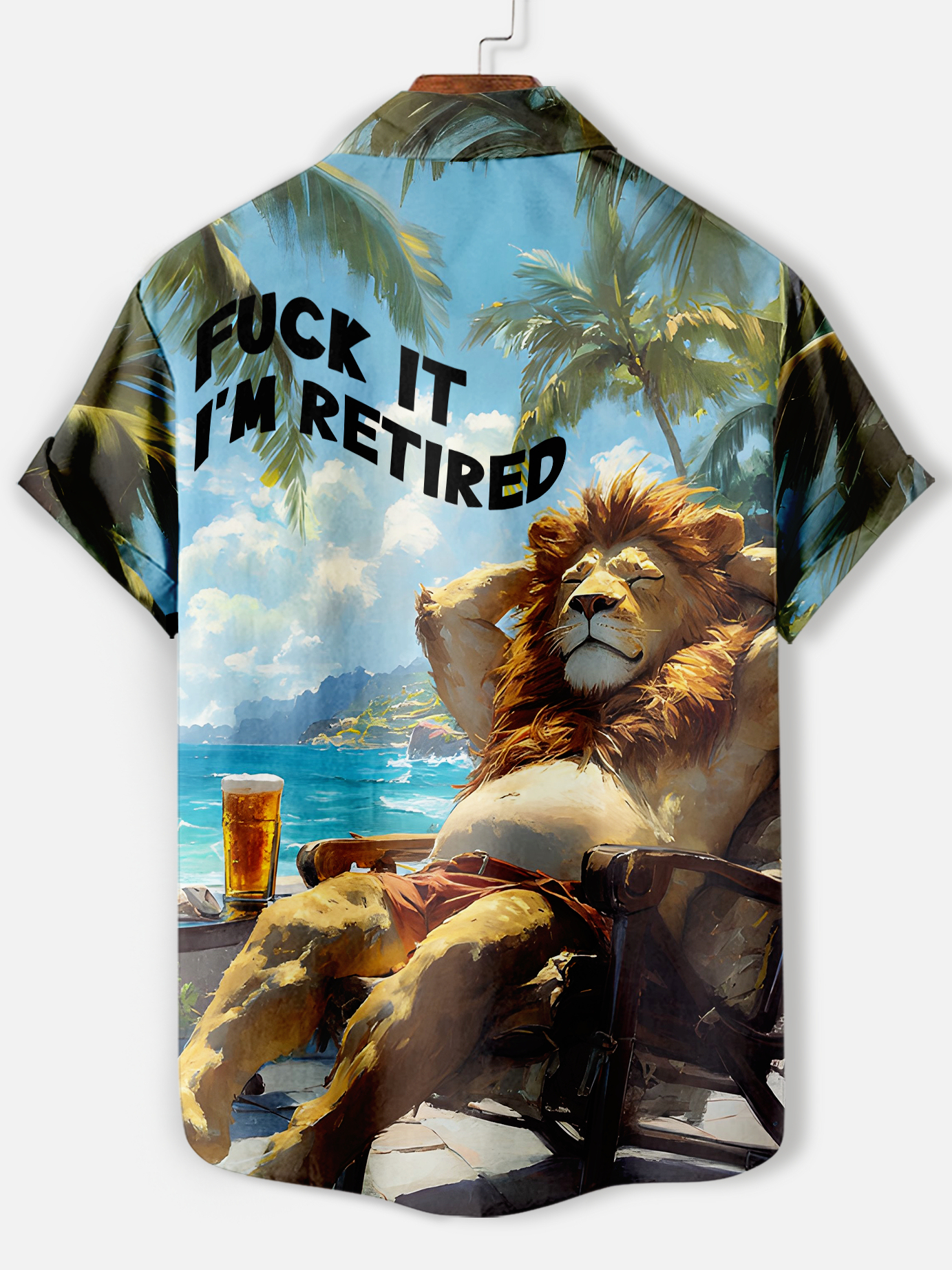 Men's funny cartoon animal slogan graphic short sleeve shirt