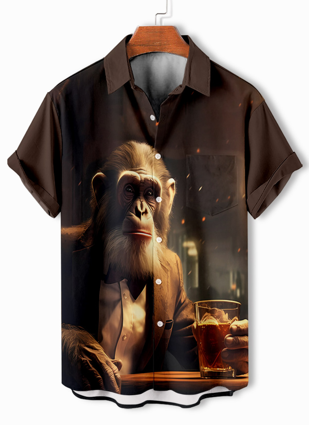 [Copy]Men's Classic Movie Godfather Animal Fun Graphic Short Sleeve Shirt