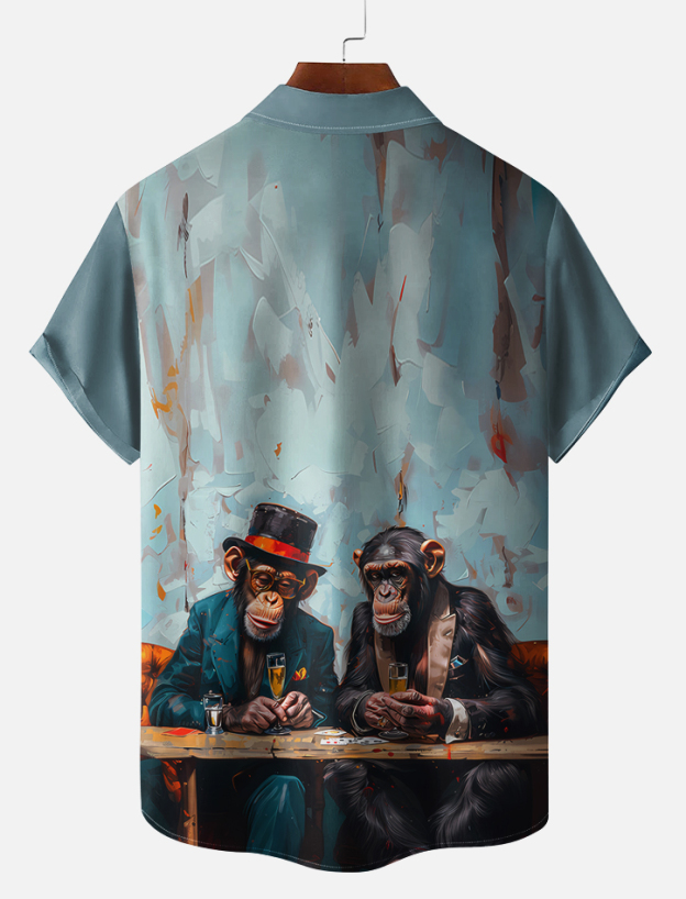 Retro Fashion Animal Print Short Sleeve Shirt